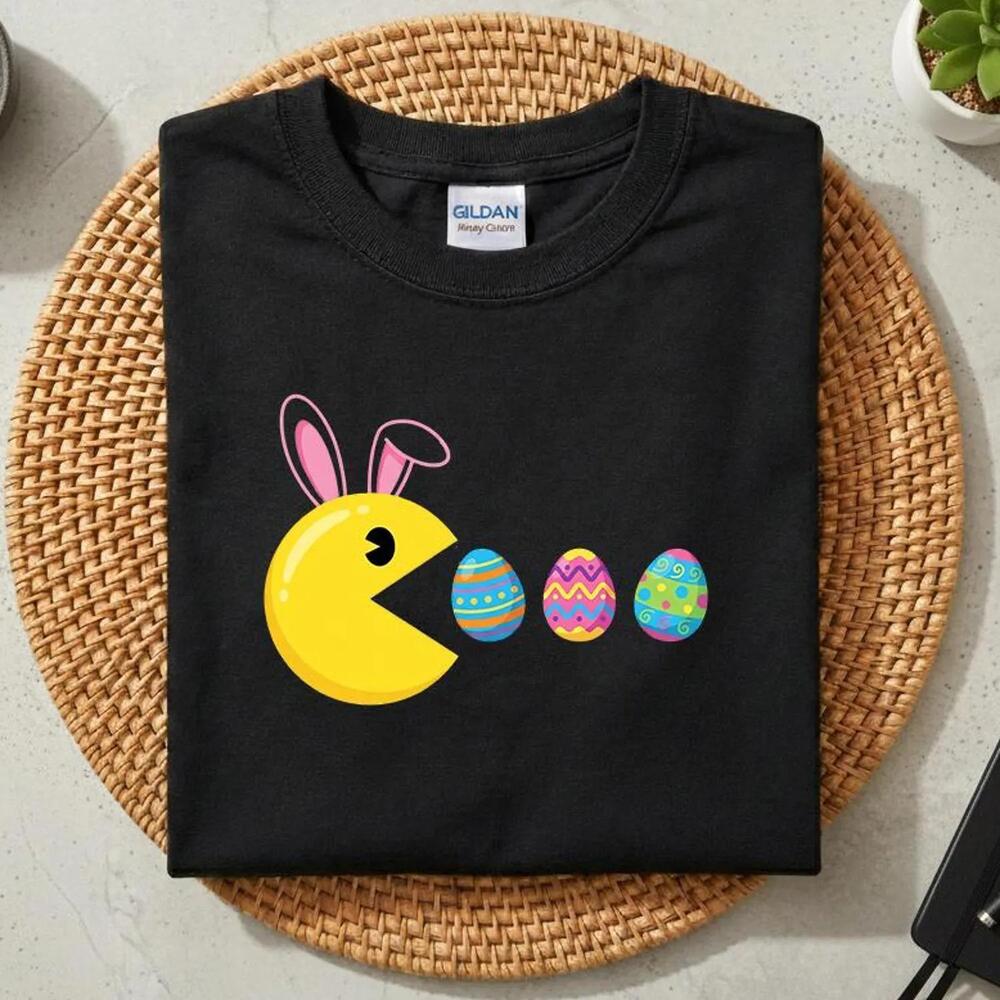 Video Game Eating Easter Eggs Retro Gamer Shirt